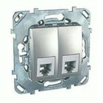 Розетка телефонная двойная RJ11 Schneider Unica алюминий