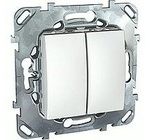 Выключатель двухклавишный, проходной ( с 2-х мест) 10 А / 250 В~ Schneider Unica белый