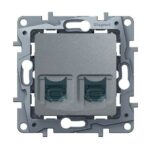 Legrand ETIKA Двойная розетка RJ 45 категория 5е UTP алюминий