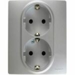 Legrand ETIKA Розетка 2 x 2К+З со шторками автоматические зажимы 16А 250B алюминий