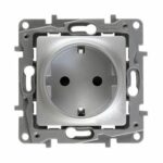 Legrand ETIKA Розетка 2К+З со шторками винтовые зажимы 16А 250B алюминий