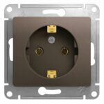 Schneider electric GLOSSA РОЗЕТКА с заземлением, 16А, механизм, ШОКОЛАД