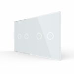 Панель для двух сенсорных выключателей Livolo, 4 клавиши (2+2), цвет белый, стекло