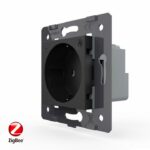 Розетка электрическая ZigBee (Wi-Fi) с заземлением защитными шторками 16A Livolo, цвет черный (механизм)