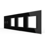 Панель для сенсорного выключателя и 3-х розеток Livolo, 2 клавиши, цвет черный, стекло