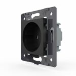 Розетка электрическая с заземлением защитными шторками 16A Livolo, цвет черный (механизм)