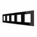 Рамка для розетки Livolo 5 постов, цвет черный, стекло