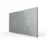 Панель для двух сенсорных выключателей Livolo, 2 клавиши (1+1), цвет серый, стекло