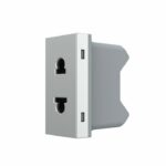 Розетка электрическая 1/2 10A Livolo, цвет серый (механизм)