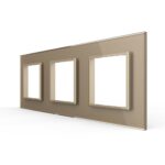 Рамка для розетки Livolo 3 поста, цвет золотой, стекло