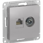 Schneider Electric ATLASDESIGN РОЗЕТКА двойная комп+ТВ, RJ45+TV, кат.5E, механизм, АЛЮМИНИЙ