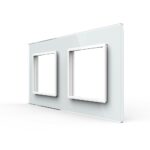 Рамка для розетки Livolo 2 поста, цвет белый, стекло