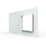 Панель для сенсорного выключателя и розетки Livolo, 2 клавиши, цвет белый, стекло