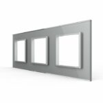 Рамка для розетки Livolo 3 поста, цвет серый, стекло