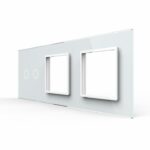 Панель для сенсорного выключателя и двух розеток Livolo, 2 клавиши, цвет белый, стекло