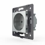 Розетка электрическая с заземлением защитными шторками 16A Livolo, цвет серый (механизм)