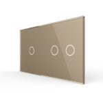 Панель для двух сенсорных выключателей Livolo, 3 клавиши (1+2), цвет золотой, стекло