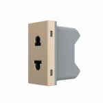 Розетка электрическая 1/2 10A Livolo, цвет золотой (механизм)