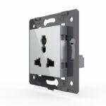 Розетка электрическая универсальная с заземлением защитными шторками 16A Livolo, цвет серый (механизм)