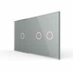 Панель для двух сенсорных выключателей Livolo, 3 клавиши (1+2), цвет серый, стекло