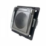 Розетка электрическая с крышкой IP44 заземлением защитными шторками 16A Livolo, цвет серый (механизм)