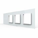 Панель для сенсорного выключателя и 3-х розеток Livolo, 2 клавиши, цвет белый, стекло