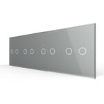 Панель для четырех сенсорных выключателей Livolo, 8 клавиш (2+2+2+2), цвет серый, стекло