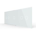 Панель для трех сенсорных выключателей Livolo, 5 клавиш (2+1+2), цвет белый, стекло