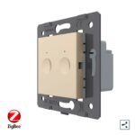 Двухклавишный проходной сенсорный выключатель Livolo ZigBee Module, цвет золотой (механизм)