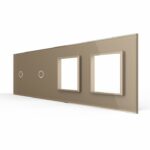 Панель для 2-х сенсорных выключателей и 2-х розеток Livolo, 2 клавиши (1+1), цвет золотой, стекло