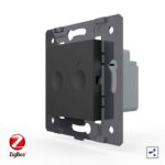 Двухклавишный проходной сенсорный выключатель Livolo ZigBee Module, цвет черный (механизм)