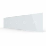 Панель для пяти сенсорных выключателей Livolo, 5 клавиш (1+1+1+1+1), цвет белый, стекло