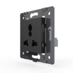 Розетка электрическая универсальная с заземлением защитными шторками 16A Livolo, цвет черный (механизм)