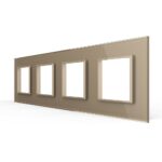 Рамка для розетки Livolo 4 поста, цвет золотой, стекло