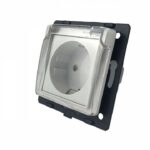 Розетка электрическая с крышкой IP44 заземлением защитными шторками 16A Livolo, цвет белый (механизм)