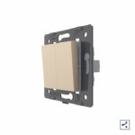 Двухклавишный проходной механический выключатель Livolo, цвет золотой (механизм)