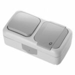 Vi-ko Palmiye блок В1+Розетка с крышкой IP54 открытая установка серая