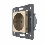 Розетка электрическая с заземлением защитными шторками 16A Livolo, цвет золотой (механизм)