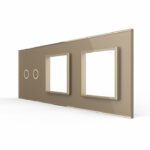 Панель для сенсорного выключателя и двух розеток Livolo, 2 клавиши, цвет золотой, стекло