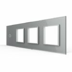 Панель для сенсорного выключателя и 3-х розеток Livolo, 1 клавиша, цвет серый, стекло