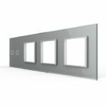 Панель для сенсорного выключателя и 3-х розеток Livolo, 2 клавиши, цвет серый, стекло