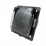 Розетка электрическая с крышкой IP44 заземлением защитными шторками 16A Livolo, цвет черный (механизм)