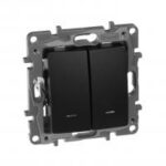 Legrand ETIKA Выключатель/переключатель двухклавишный с подсветкой 10A 250B антрацит