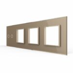 Панель для сенсорного выключателя и 3-х розеток Livolo, 2 клавиши, цвет золотой, стекло