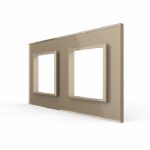 Рамка для розетки Livolo 2 поста, цвет золотой, стекло