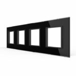 Рамка для розетки Livolo 4 поста, цвет черный, стекло
