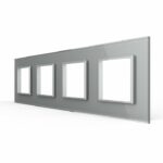 Рамка для розетки Livolo 4 поста, цвет серый, стекло