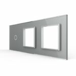 Панель для сенсорного выключателя и двух розеток Livolo, 1 клавиша, цвет серый, стекло
