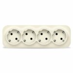 IONICH Четырехместная розетка с/з слоновая кость