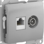 Schneider electric GLOSSA РОЗЕТКА двойная ТВ + компьютерная RJ45, кат. 5Е АЛЮМИНИЙ
